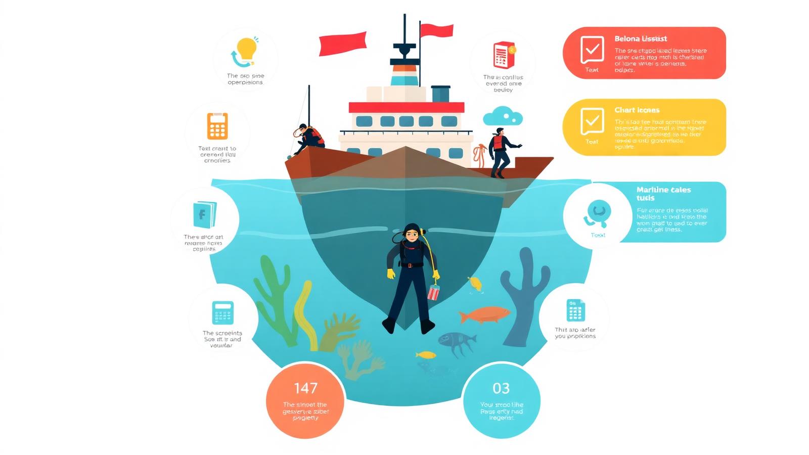 Illustration of a commercial diver working beneath a ship
