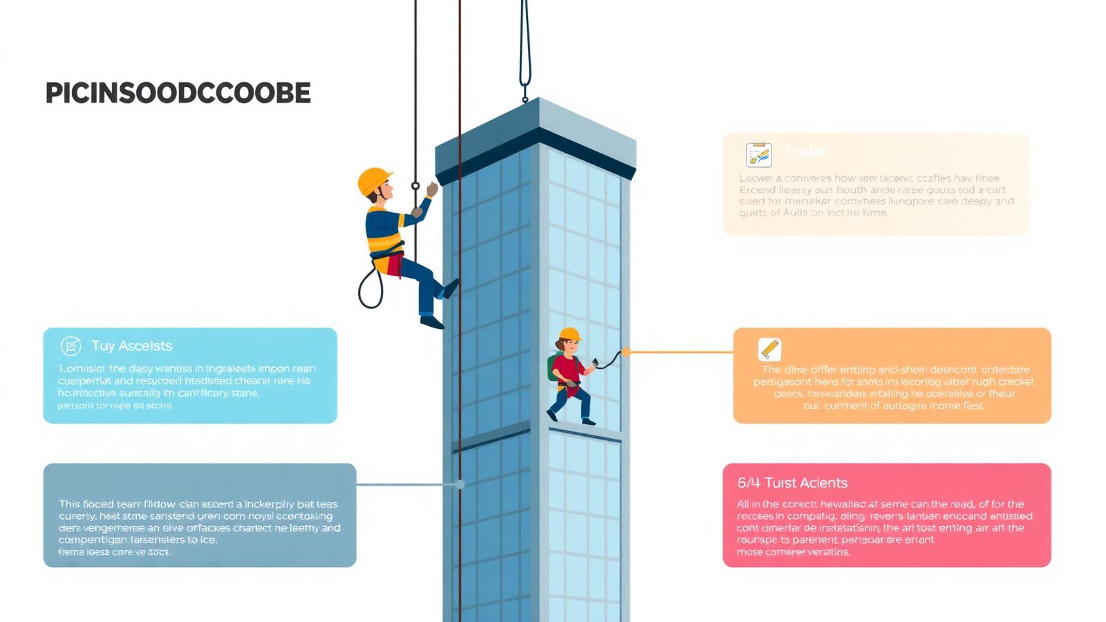 Illustration of rope access technicians working on a tower